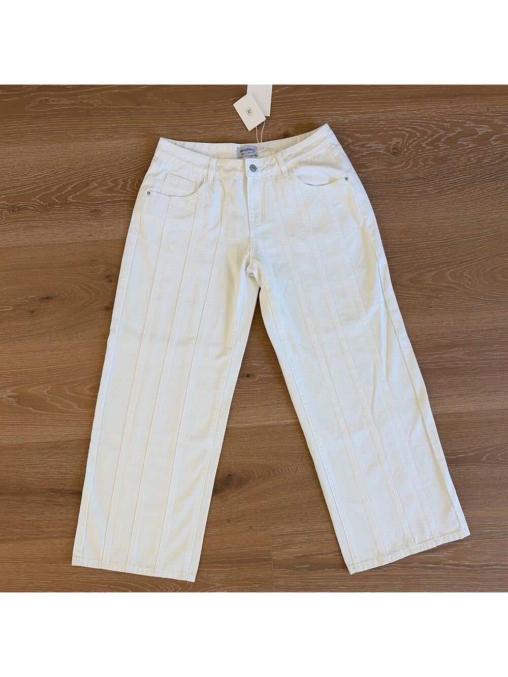 Peppermayo Jeans Low Rise Wide Leg Johnny Size 8 White